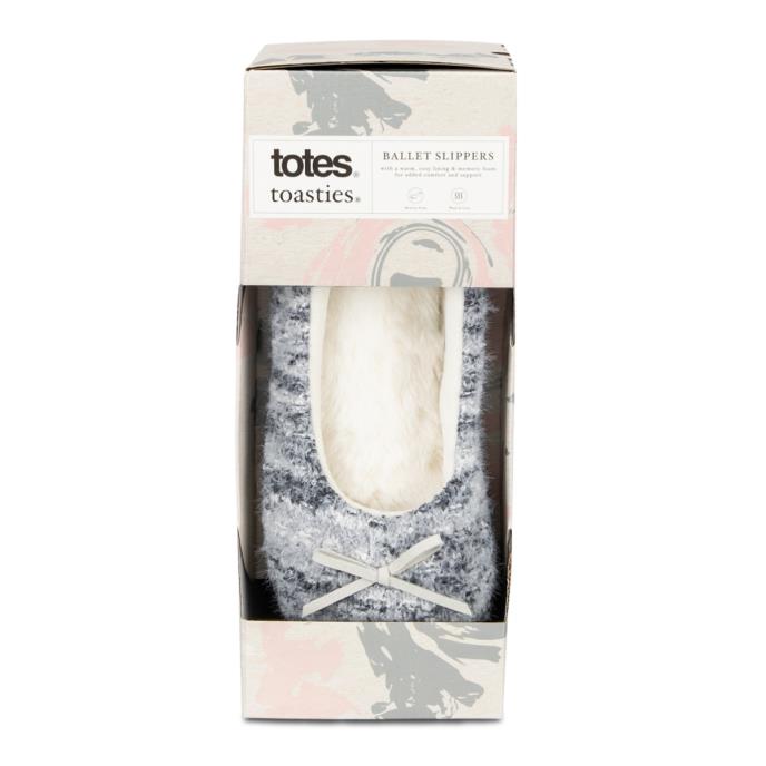 totes toasties® Ladies Knitted Ballet Slippers Blue Extra Image 7